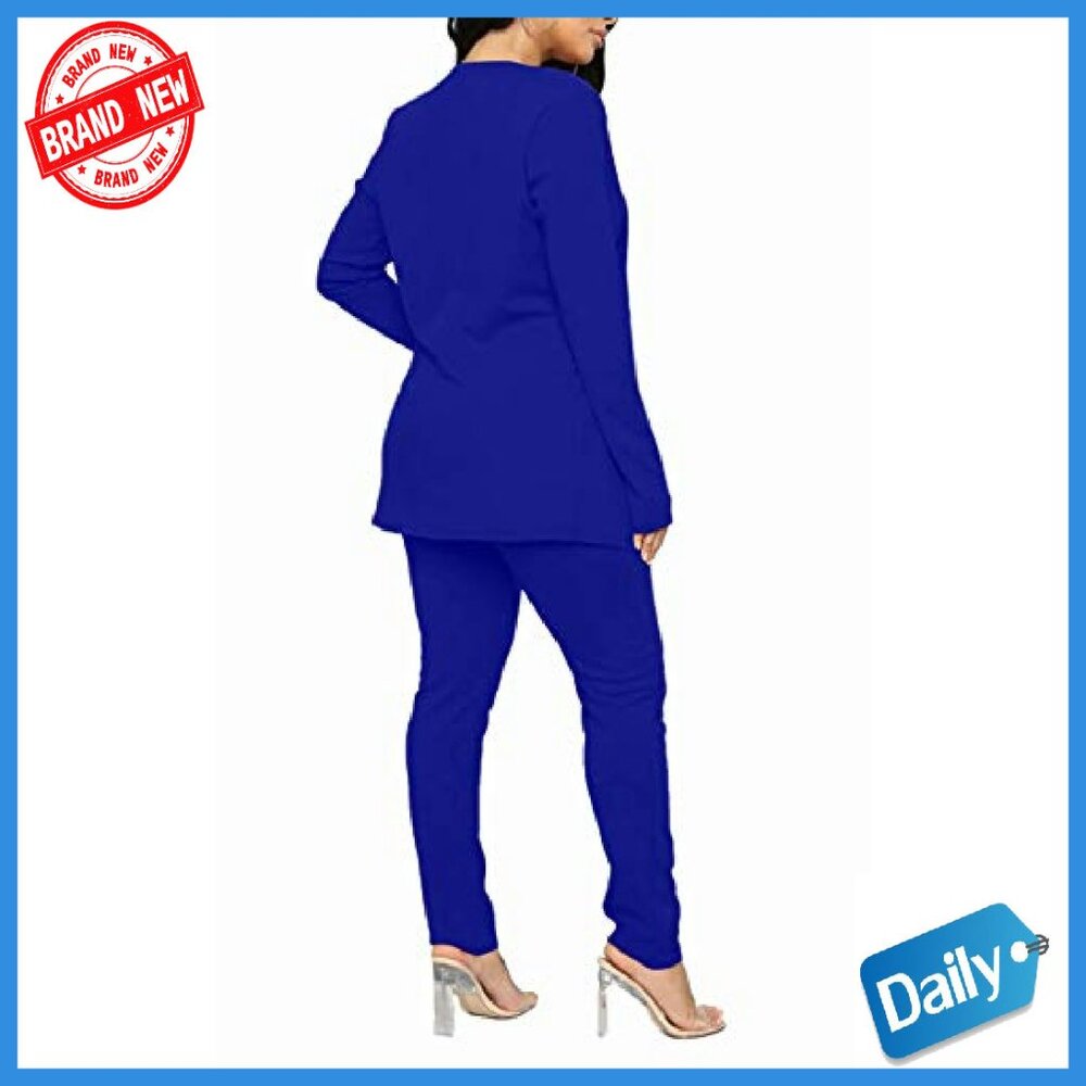 New Women's 2-Piece Blazer Pant Suit Set, Slim Fit, Polyester Spandex- med - Picture 3 of 5